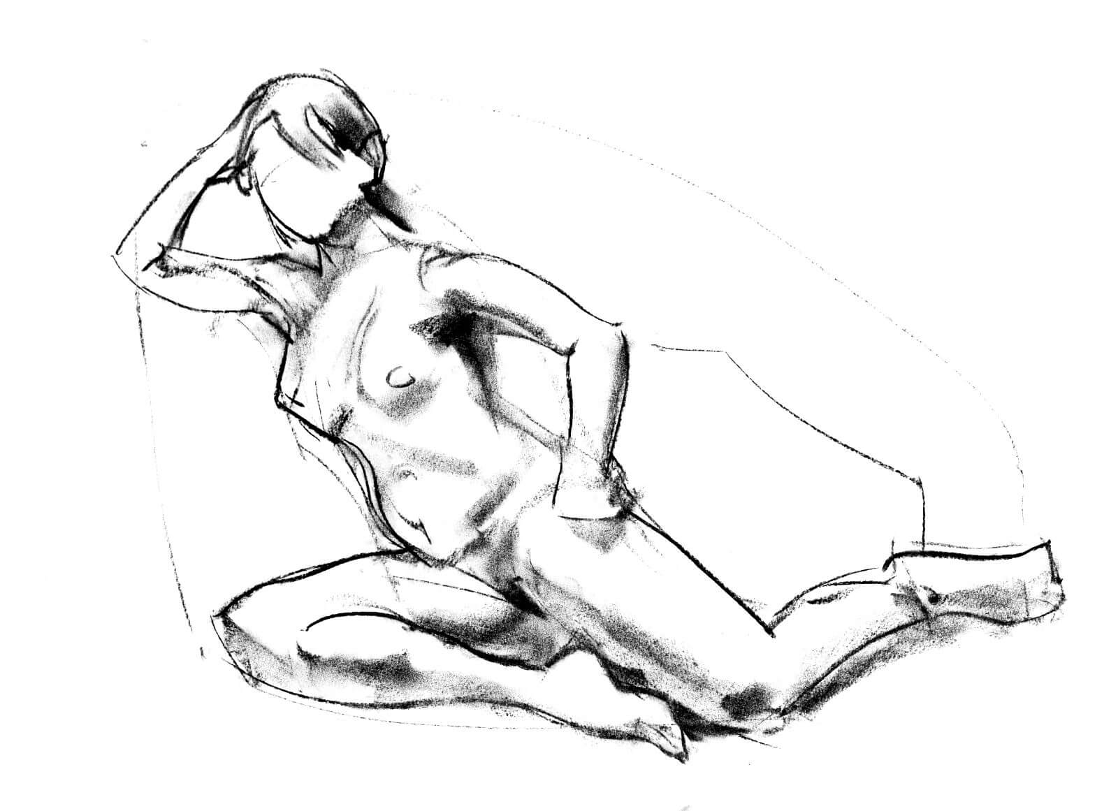 charcoal drawing of a woman